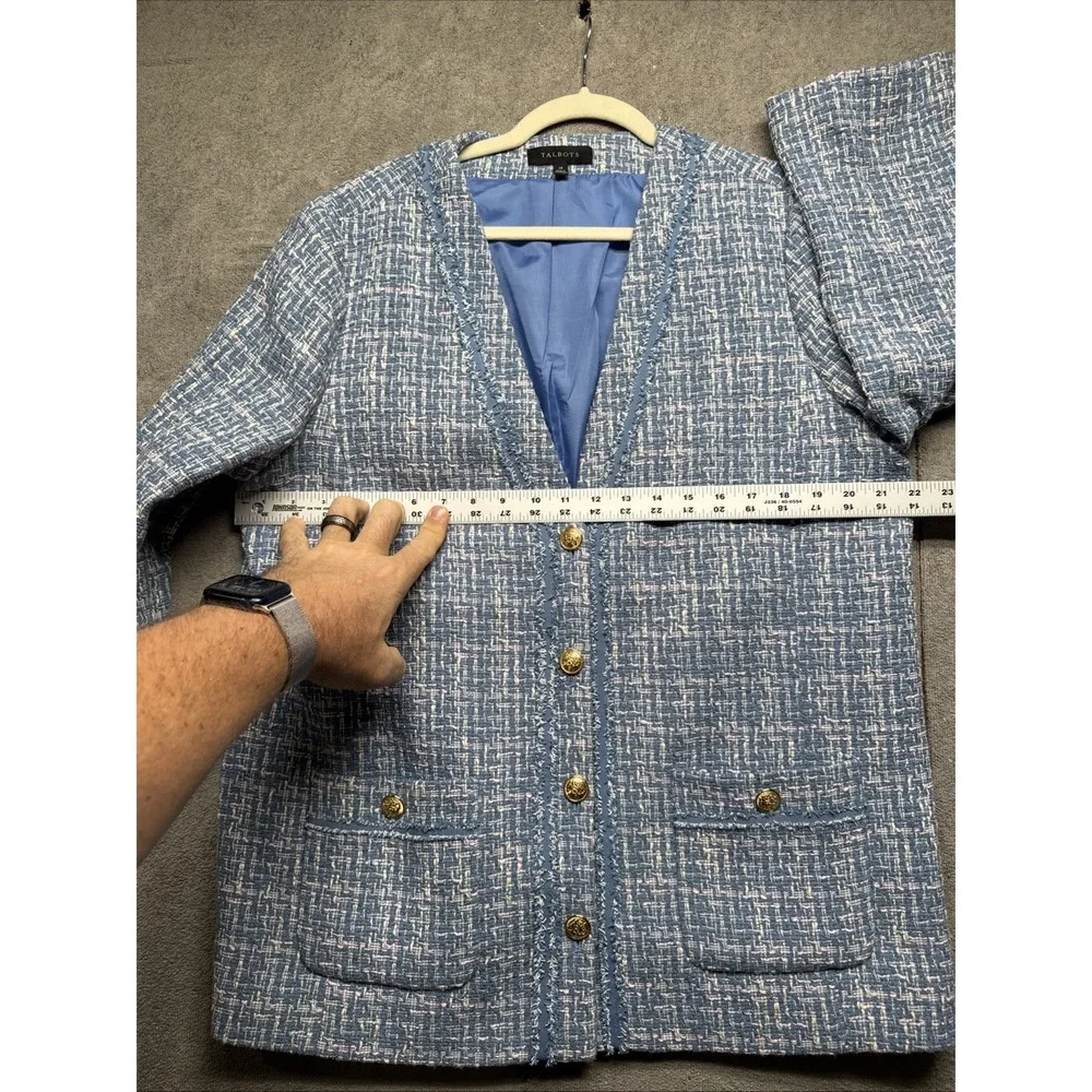 Talbots Women's‎ 14 Tweed Blazer Jacket Gold Button Lined Career Office Business